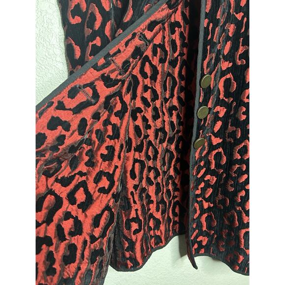 John Mark Reversible Black Red Animal Print Vest Buttons Size XL - Picture 9 of 11